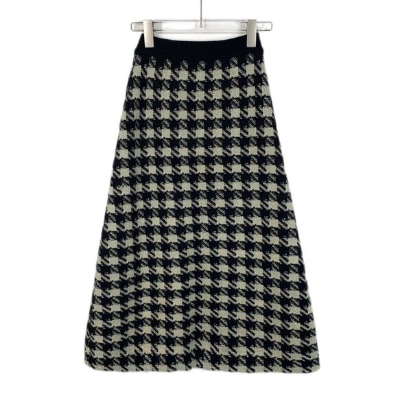 Gucci Colorblock Houndstooth Pattern Cashmere Casual Midi Skirt - Picture 2 of 7